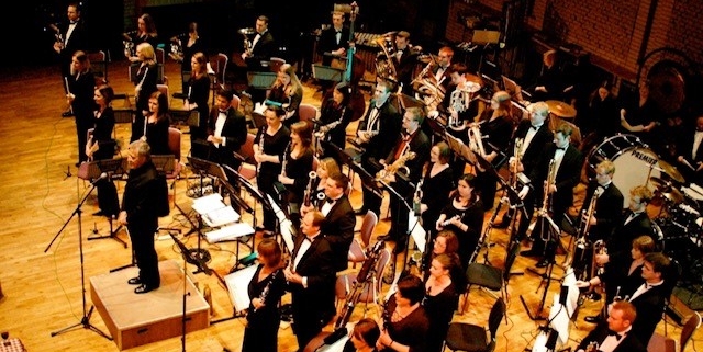 An orchestra on a stage