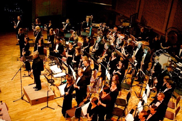 An orchestra on a stage